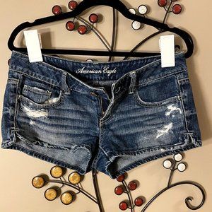 American Eagle Denim Shorts Distressed Low Rise Size 4